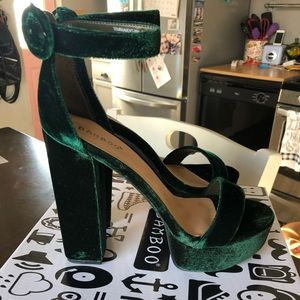 Green Velvet Platforms